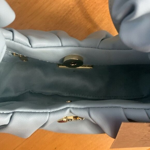 Steve Madden Corinne Crescent Crossbody 2-way Bag Ruched Handle Sea Crush Mint - Picture 7 of 12